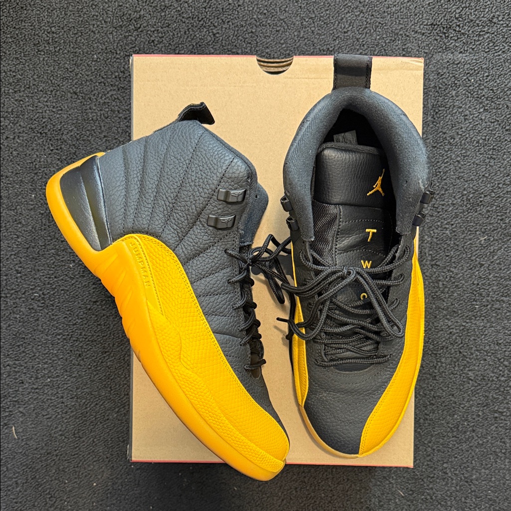 Jordan 12 Retro Men's Black And Yellow High-Top Sneakers